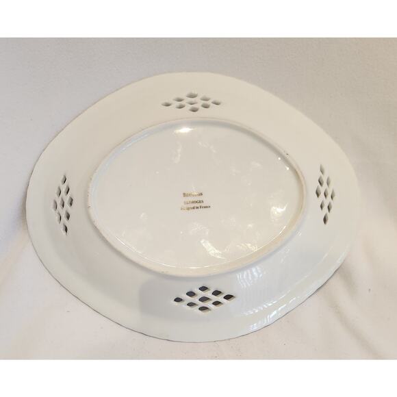 T. Limoges Bacchus Reticulated Porcelain Bowl Cobalt Blue 24K Gold French Design - Picture 2 of 5